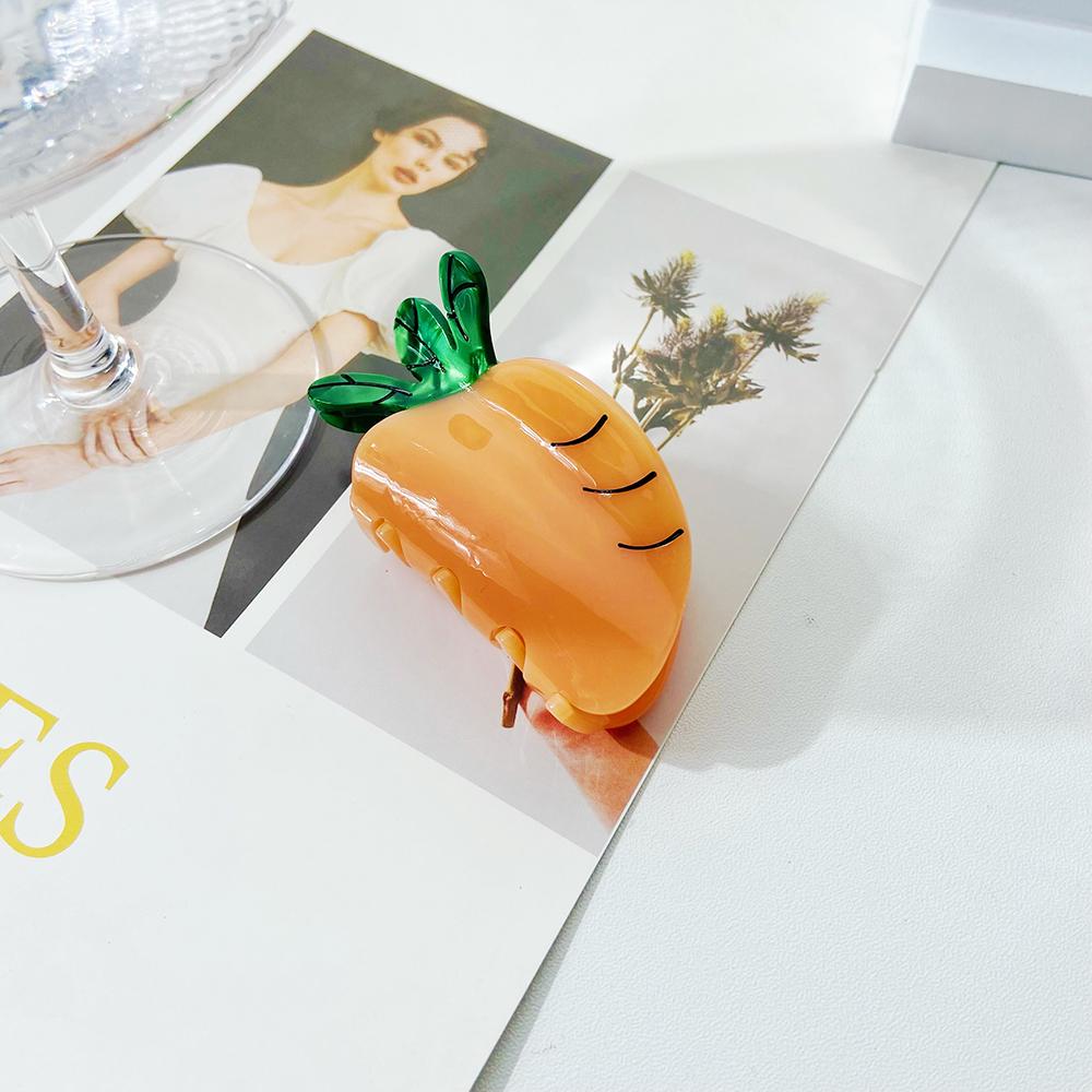Korean  Sweet Lovely Fruit Strawberry Pineapple Peach Carrot Hair Clip Claw Fashion Acetate Shark Clip