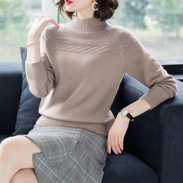 

Кашемировые свитера для женщин, свободные, однотонные, осень-зима-весна, шерстяные, теплые, женские, свитера, повседневные, с длинным рукавом, полуводолазка, вязаный свитер XXXL хаки