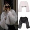 Cappotto Corto Donna in Ecopelliccia Inverno 2025 Streetwear Chic Senza Cappuccio Manica Lunga Capospalla Nero Bianco S M L