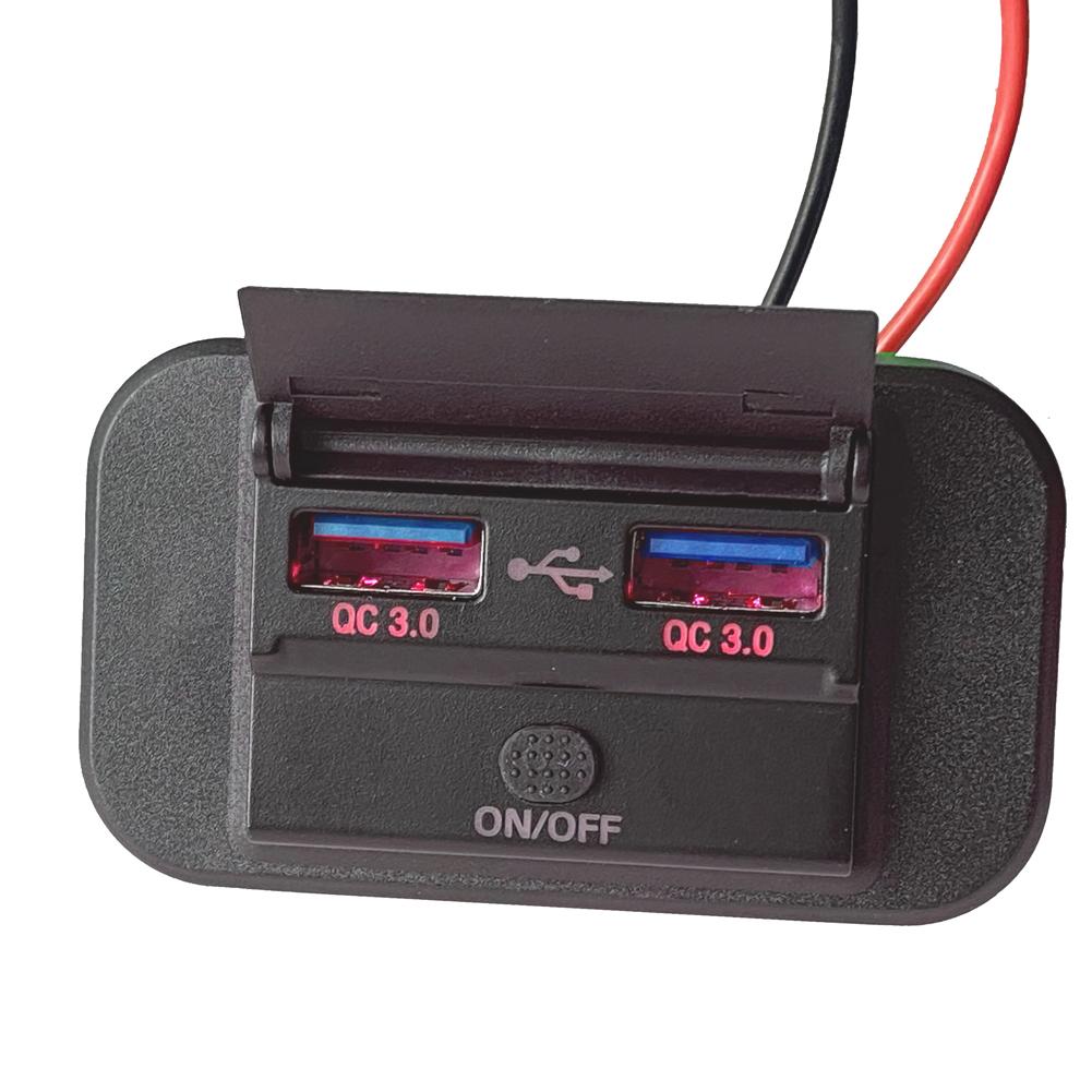 Quick Charge PD Type C Dual USB Ports Car Bus Charger Socket Adapter 12V/24V USB Power Panel With Swith For Marine Motorcycles