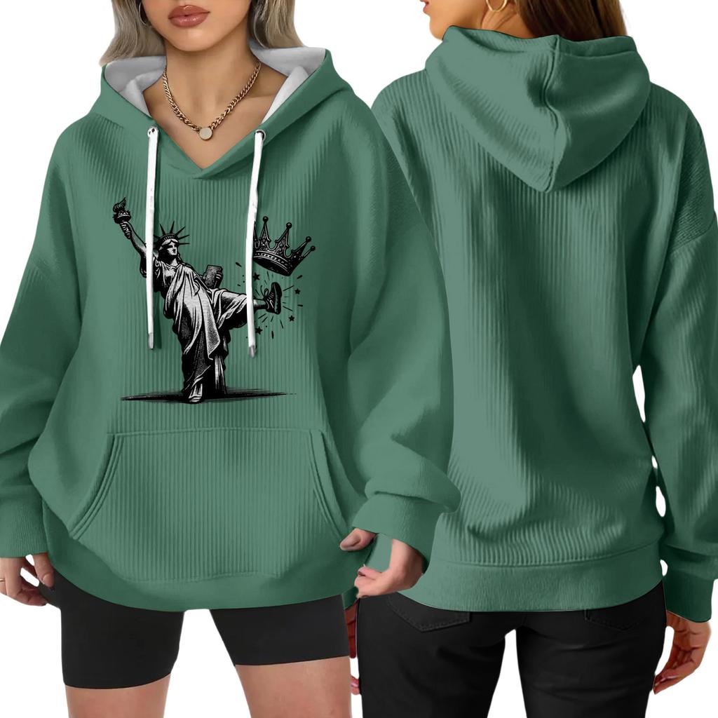 Women's Fashion Casual Long Sleeve Loose Printed Pullover Sports Long Sleeve Sweatshirt