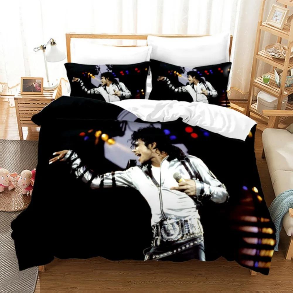M-Michael Jackson Bedding Set Single Twin Full King Size Musical Genius Bed Linen Adults Teens Bedroom Duvet Cover Set