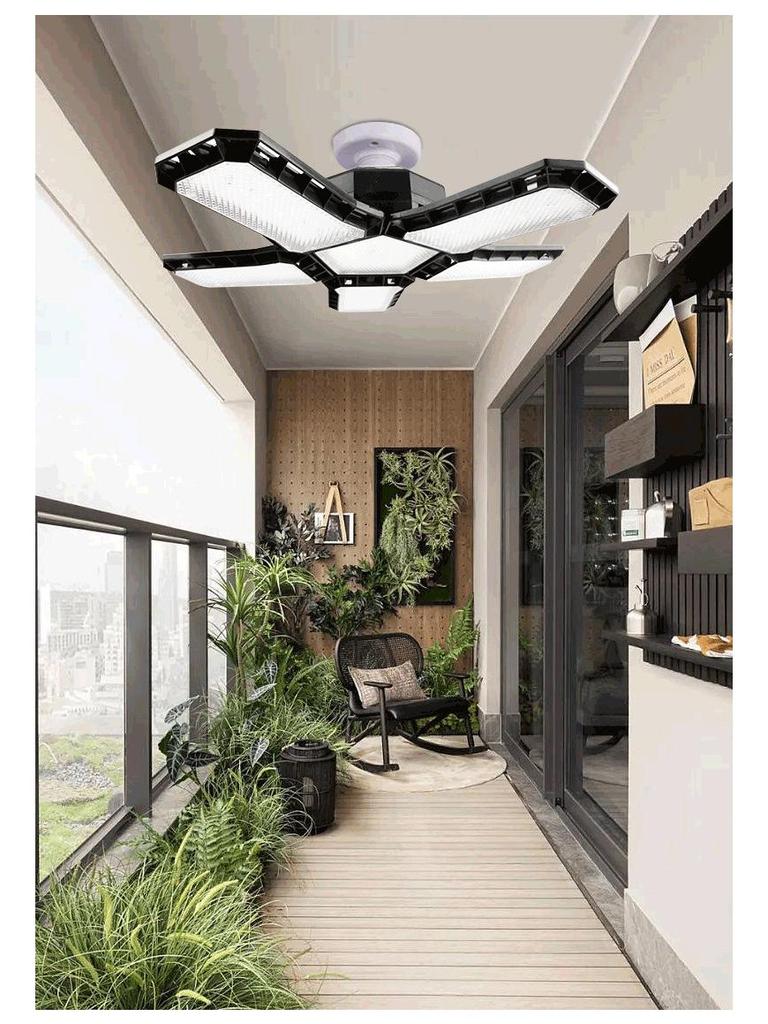 80W High Brightness Folding LED Garage Light for Indoor Use - Diamond-Shaped Fixture for Home or Office