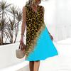 Plus Size V Neck Sleeveless Dress Chinese Ink Lotus Print For Garden Sightseeing Trip