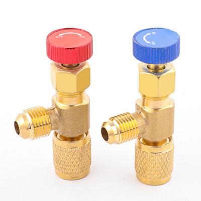 Refrigeration Charging Valve Air Conditioning Adapter for R410A R22 1/4" Liquid Safety Liquid Valve Hose R22 Copper Adapter Hand