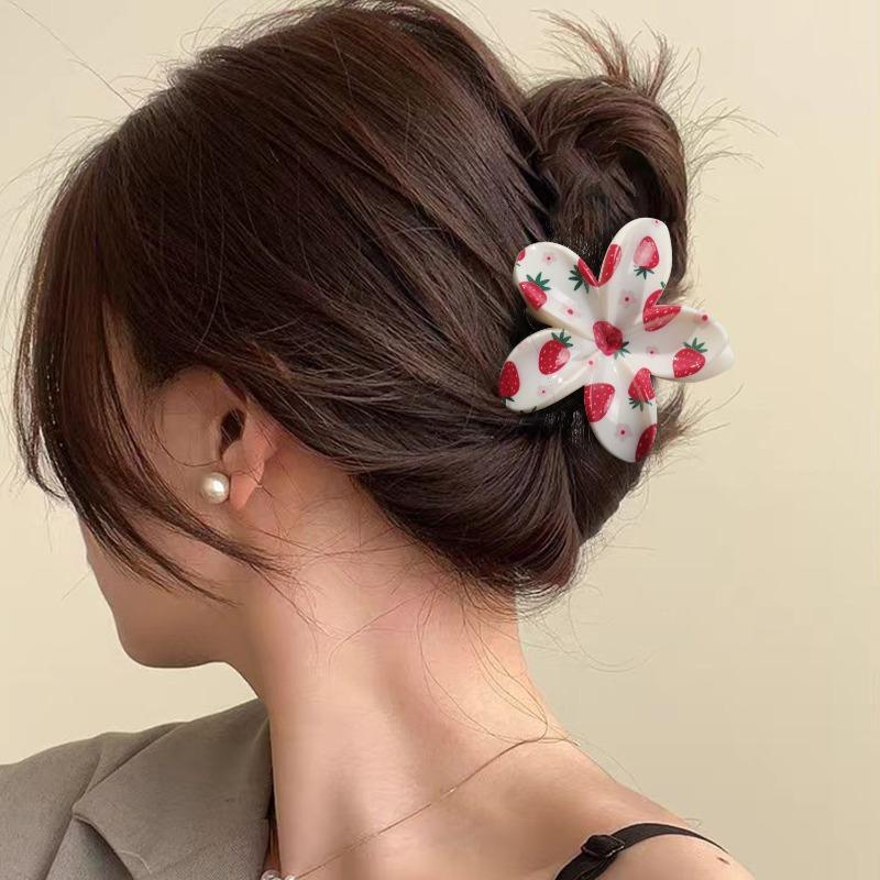 Printed Clips, Egg Flower Fresh and Light Hair Clips Back of The Head Updo Shark Clips