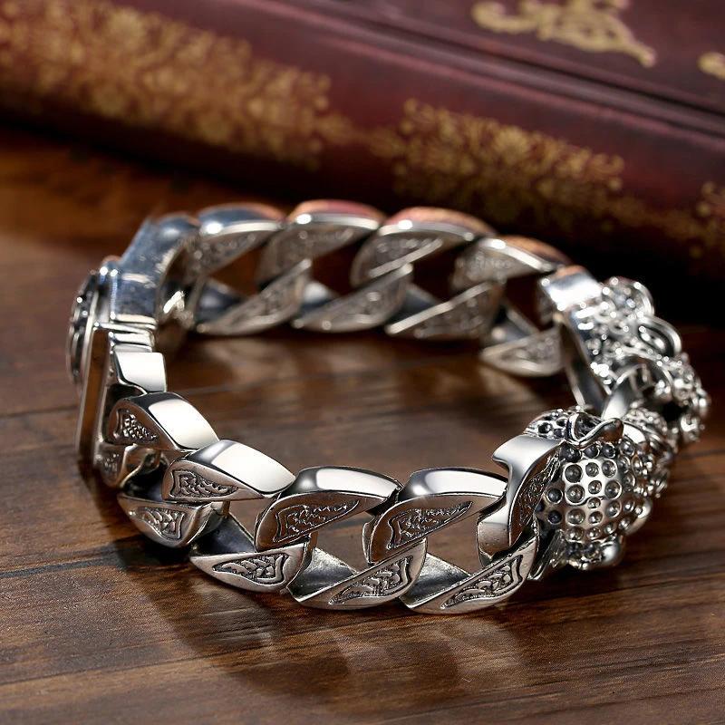 Leopard Horsetail Braided Silver Bracelet Men's and Women's Retro Original Handmade Bracelets for Women Fashion Jewelry