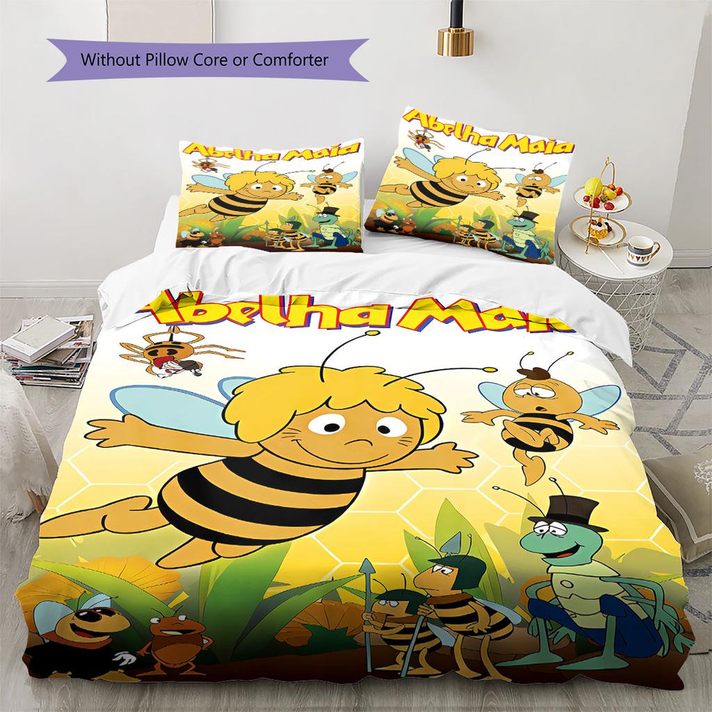 La Abeja Maya Pattern Bedding,Quilt Set Quilt Cover Pillowcase Home Birthday Gift(1 * duvet cover + 2 * pillowcase, without core)
