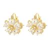 Double-Sided Zircon Cat Eye Flower Earrings, 16K Gold Plated, Super Shiny Versatile Jewelry