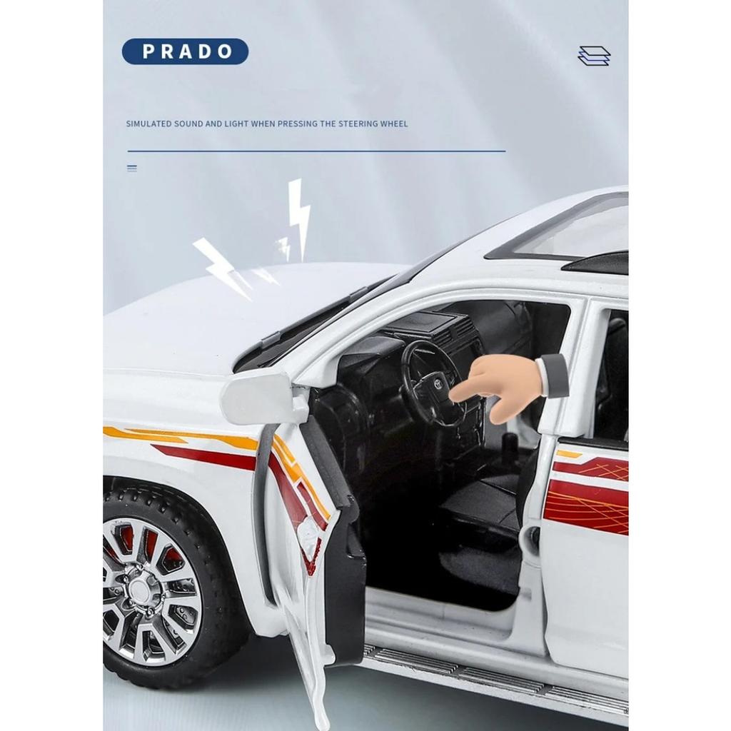 1/32 Toyota PRADO Land Cruiser SUV Alloy Car Model Diecast Metal Off-road Vehicle Car Model Sound and Light Kids Toy Gift