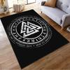 Viking Valknut Symbol Carpet with Runes, Black Nordic Decor Rug Suitable for use as an anti-slip for living room bedroom sofas