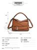 2025 Autumn Geometric Cowhide Crossbody Biker Bag - Large Capacity Genuine Leather Handbag for Women