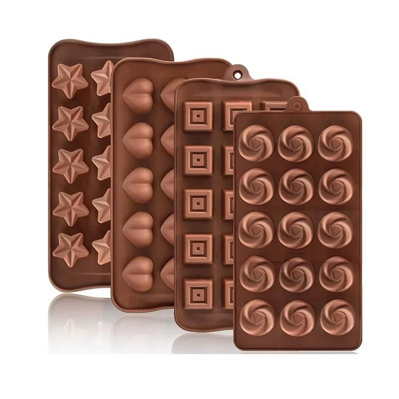 2/4Pcs Chocolate Molds Set Flower Rose Heart Reusable Silicone Candy Ice Cube Jelly Handmade Soap Cake Decoration Baking Mold