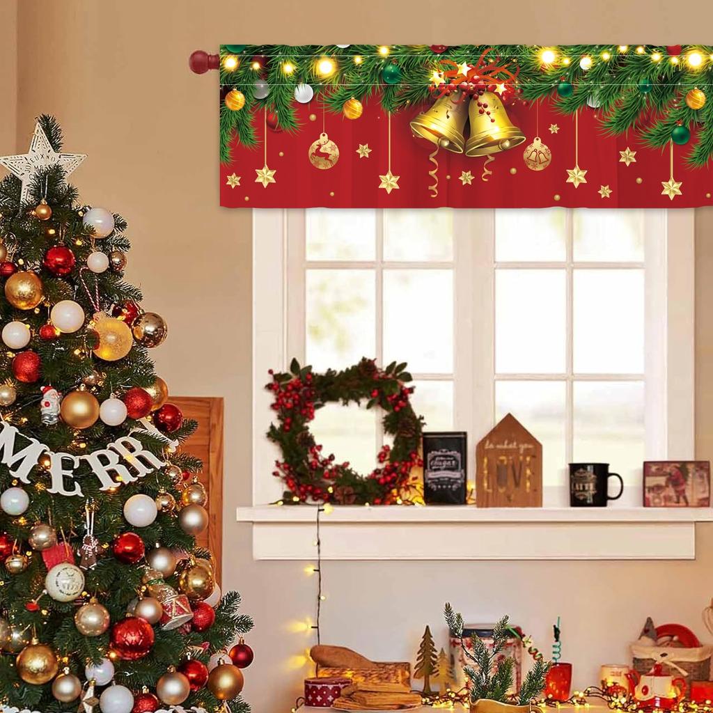 Christmas Short Curtain Merry Christmas Decoration for Home 2024 Xmas Short Curtains Ornament Navidad Natal New Year Gifts 2025