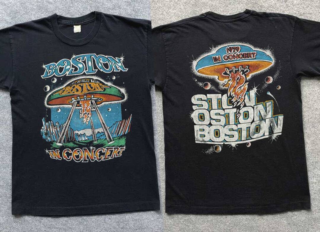 1970 Boston Band Black Short Sleeve Cotton T-shirt Unisex S5XL VN3051 M