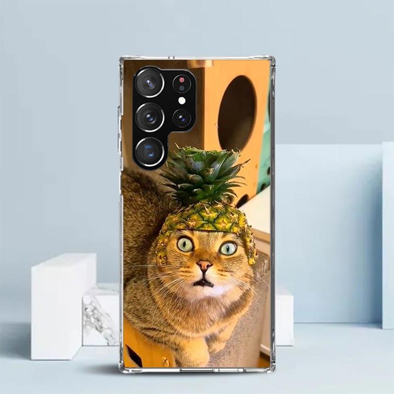 Haustier Katze Lustige Memes Weiche Hülle für Samsung Galaxy S25 Edge S26 S24 S23 Ultra Handyhülle S22 S21 Plus S20 FE Muster Schale