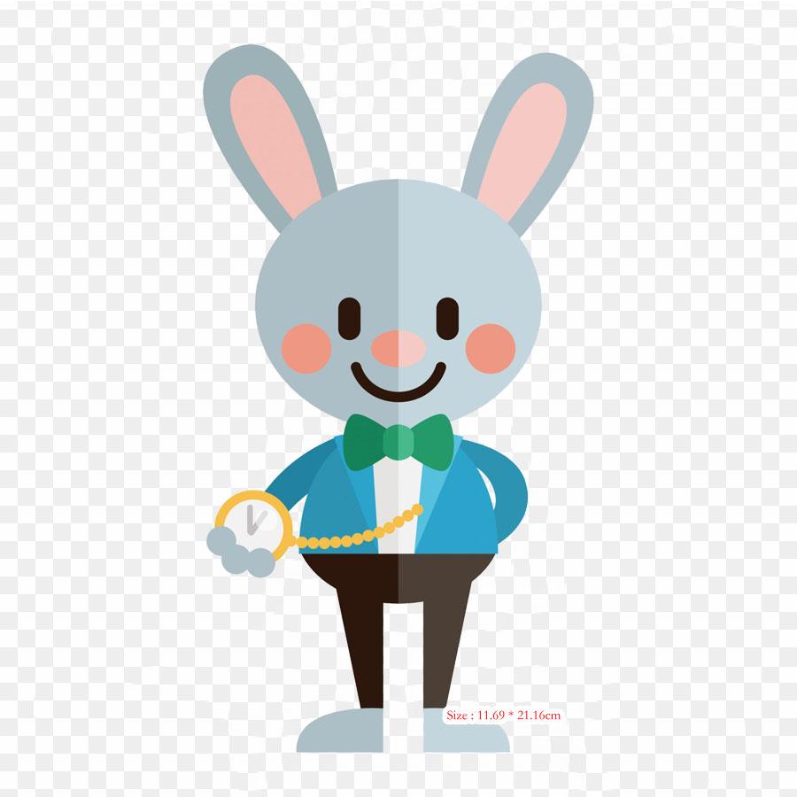 Cartoon Rabbit Bunny Iron on Heat Transfer Printing Vinyl Patches Sticker for Clothes DIY Appliques Washable Patches