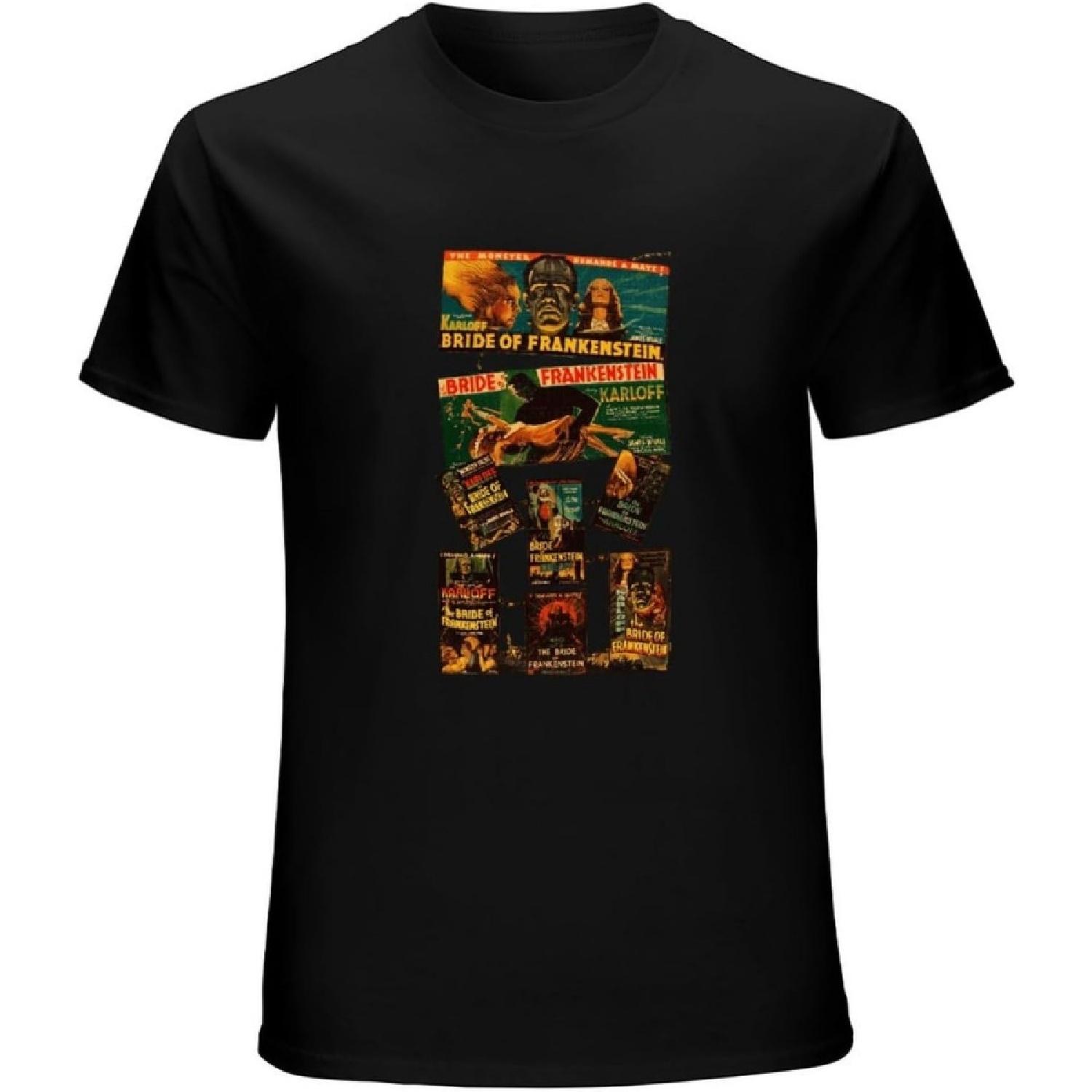 Mens Boris Karloff Bride of Frankenstein Posters Monster Horror Casual Round Neck T Shirt Black XXXXXL разноцветный