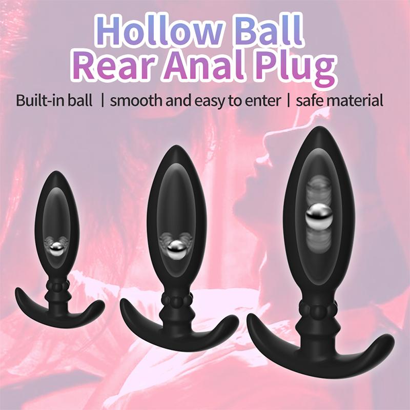 Built In Gravity Steel Ball Anal Bead Butt Plug for Men Women Anal Vibrator Prostate Massage Anal Plug Soft Silicone Masturbator