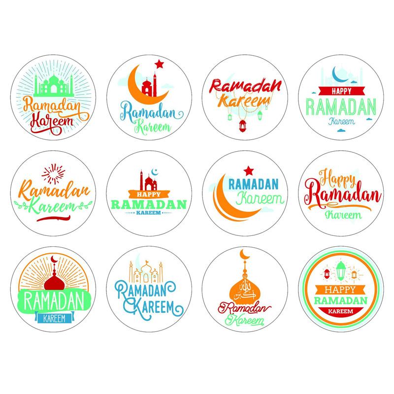 60-120pcs Eid Ramadan Kareem Decor Ramadan Mubarak Stickers Muslim Islamic Kareem Happy Aid Gifts Ramadan and Eid Decor for Home