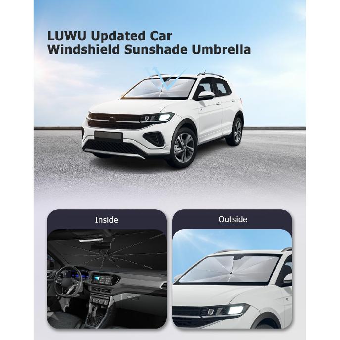2025 Upgrade Car Windshield Sun Shade Windshield Sunshade Umbrella [Star Fabric] Protect Car from Sun Rays&Heat Damage Keeps Vehicle Cool, Spring