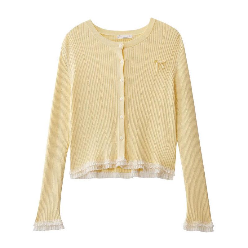 

INMAN Women s French Lace Patchwork Knitted Cardigan S