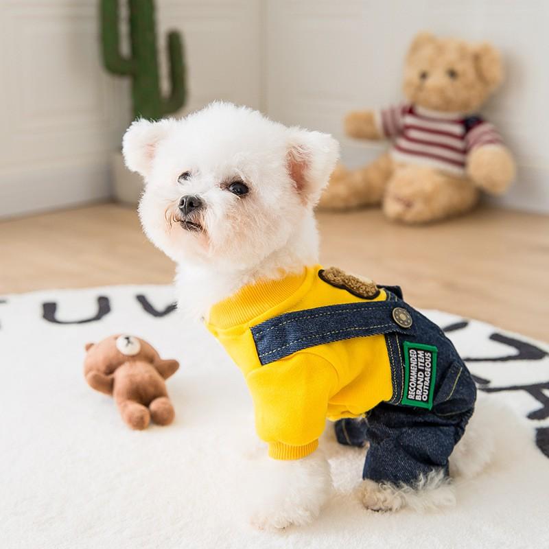Pet Dog Clothes 4-Legged Cotton Outfit Small To Medium Breeds Like Teddy Bichon Pomeranian Lightweight Casual Wear