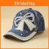 Denim-Kappe mit künstlichen Perlen und Strasssteinen, mit Sonnenschutz und winddichten Eigenschaften für Damen