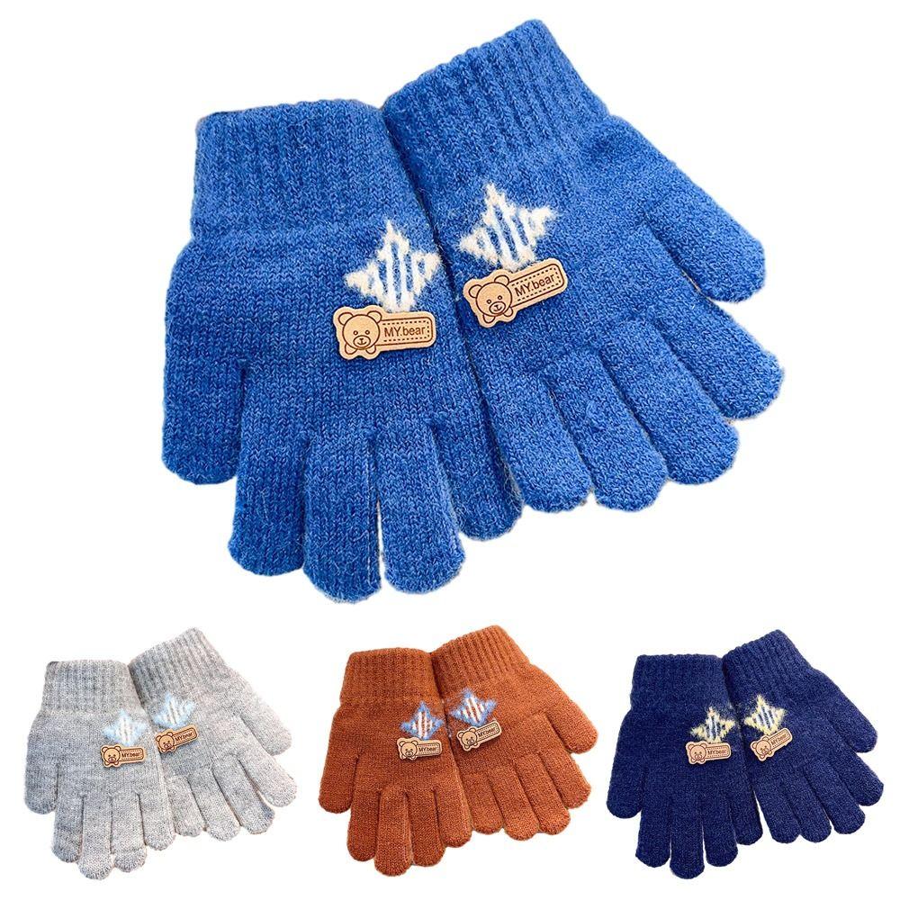 

Вязаные перчатки с мультяшным медведем, зимние теплые детские перчатки, детские варежки для детей 2-5 лет