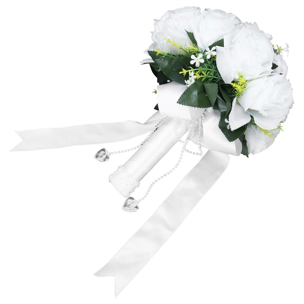 Bridal Bridesmaid Bouquet Innovative Simulation Rose Flowers Bunch Wedding Decoration White