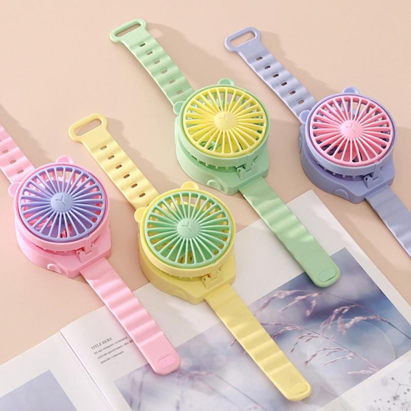 AM4 Battery Operated Powerful Watch Fan Portable Small Lightweight Cartoon Cooling Fan for Girl Kids Indoor Outdoor