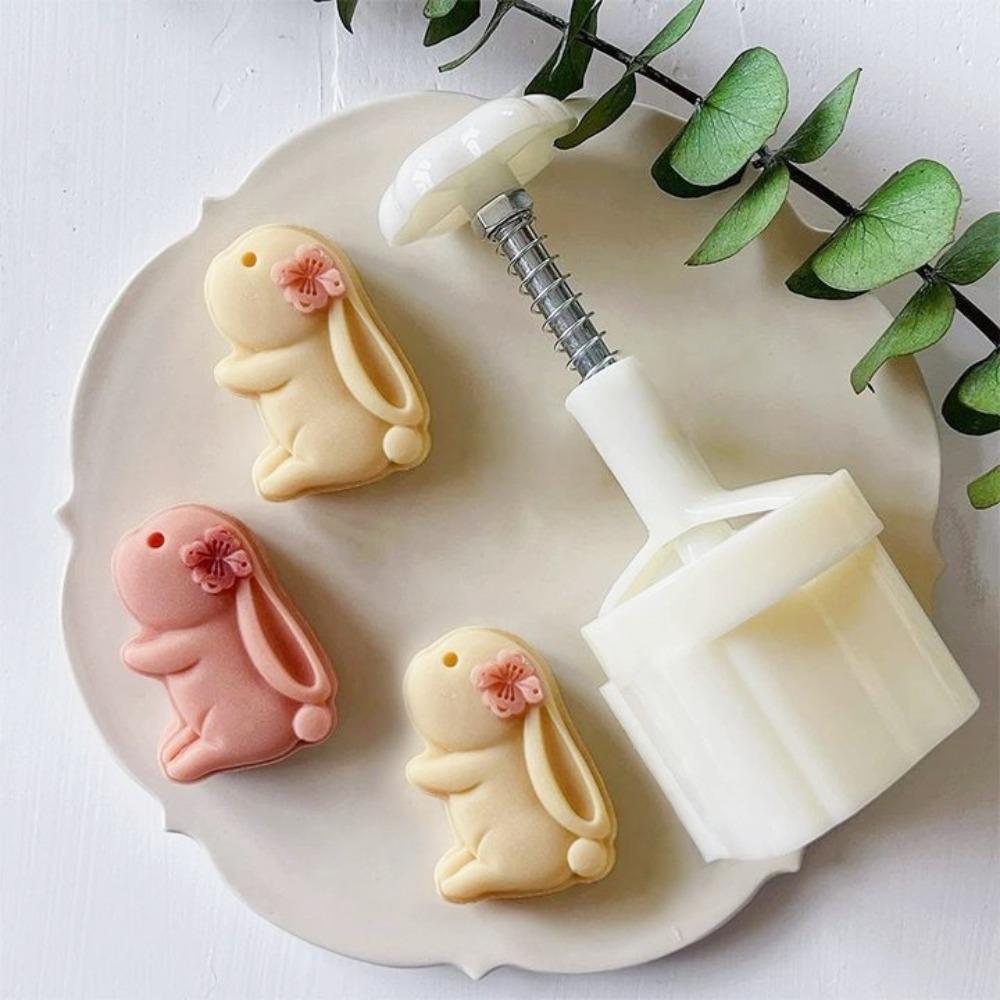 Embossed Rabbir Shape Mooncake Mold 3D Pastry Cookie Mold Mung Bean Cake Mold  Bakery