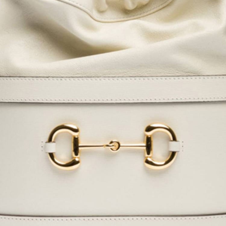 GUCCI Horsebit 1955 Leather Bucket Bag, Shoulder Bag, Crossbody Bag Women's White 602118-1DBLG-9022