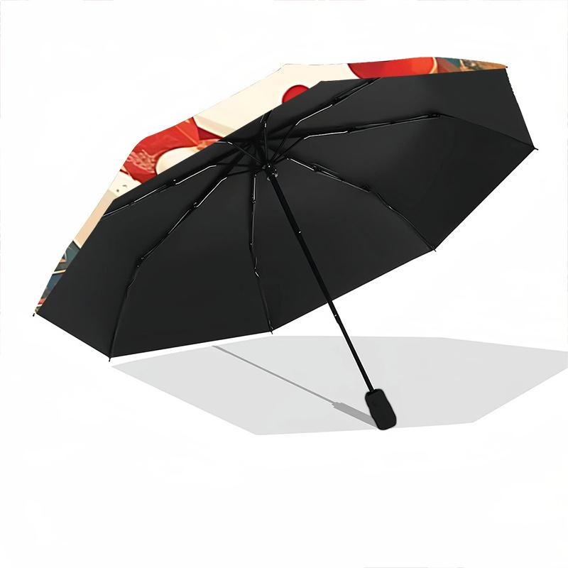 1pc Hello Kitty Festival Gift Umbrella - Automatic Opening/Closing Umbrella with Foldable Design and Iron Frame for Outdoor Use.K088