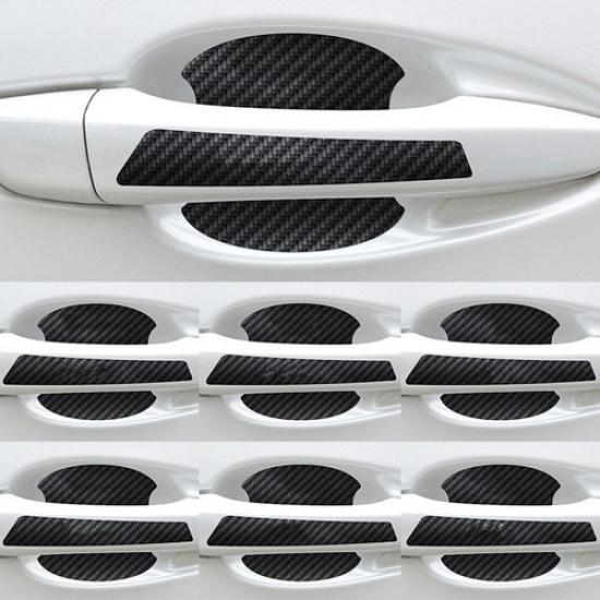 3D Carbon Fiber Car Door Handle Protector Anti Scratch Sticker Auto Accessories