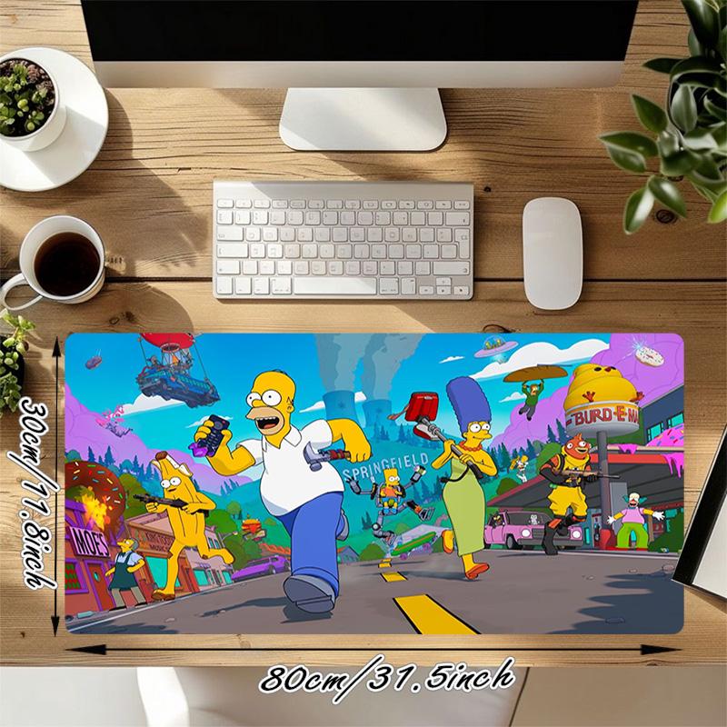 Simpsons World Xl Gaming Mouse Pad Nonslip Rubber Base Stitched Edge Waterproof Desk Mat For Pc Laptop Gamer Office Computer Accessories C92938