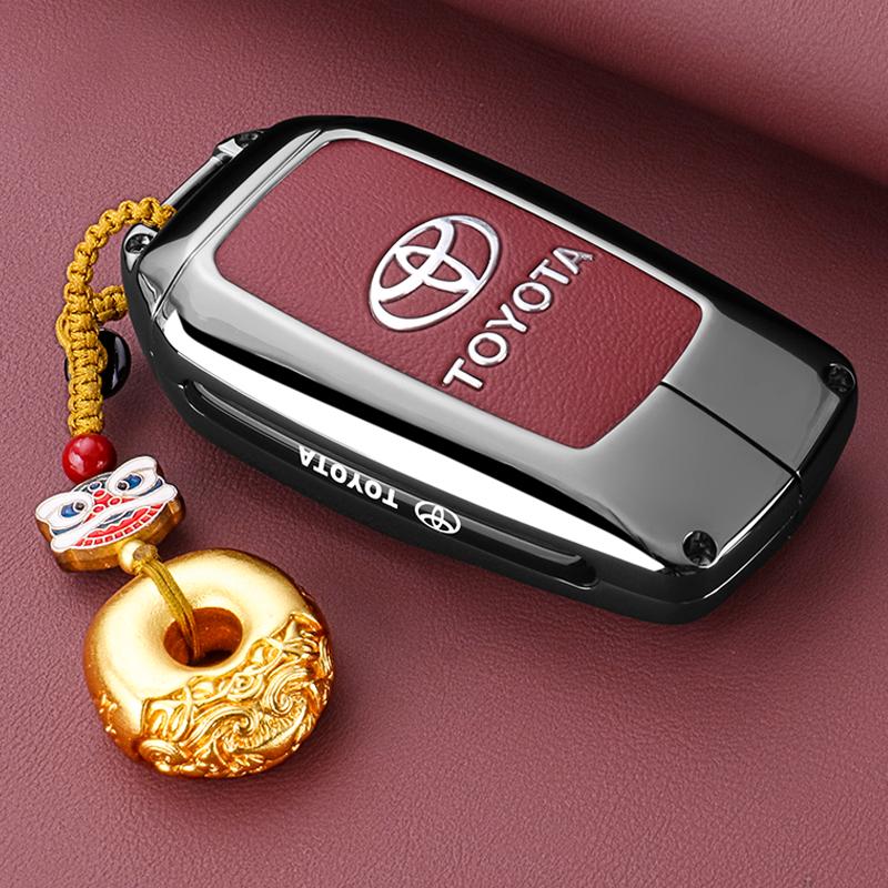 Leather Zinc Alloy Car Key Case for Toyota Corolla Hybrid 2021 Rav4 Land Cruiser Prado Camry Highlander Prius C-HR 2018+