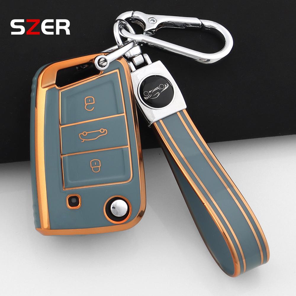Tpu Red Car Key Case Cover Holder Keychain For Vw Volkswagen Golf 7 Mk7 Tiguan Mk2 For Seat Ateca Leon Fr 2 Ibiza Skoda Octavia