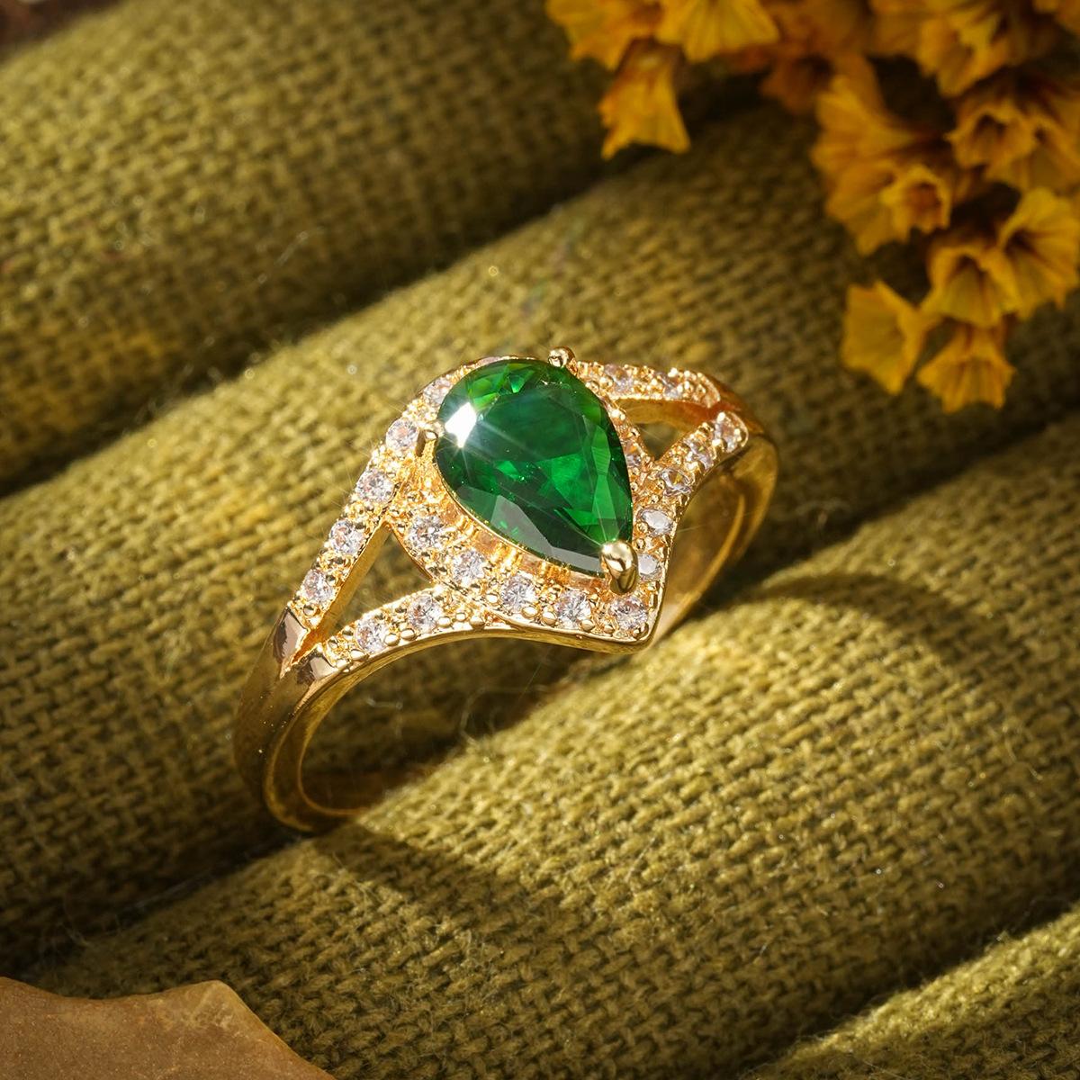 

Изысканное кольцо с каплей воды зеленого цвета для женщин и обручальное кольцо в подарок