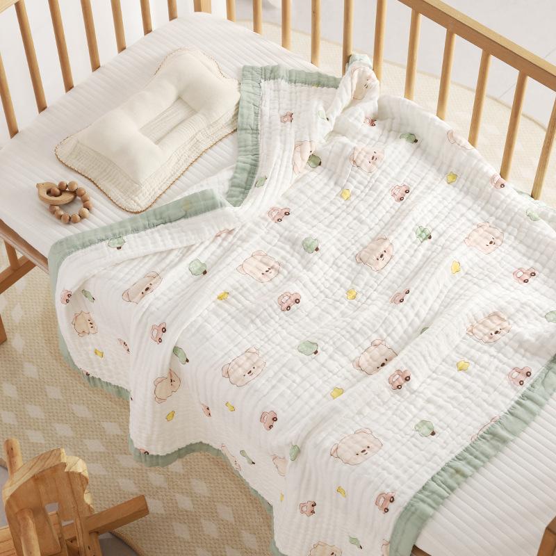 110x110cm High Density Pure Cotton Six-Layer Gauze Baby Bath Towel and Toddler Blanket