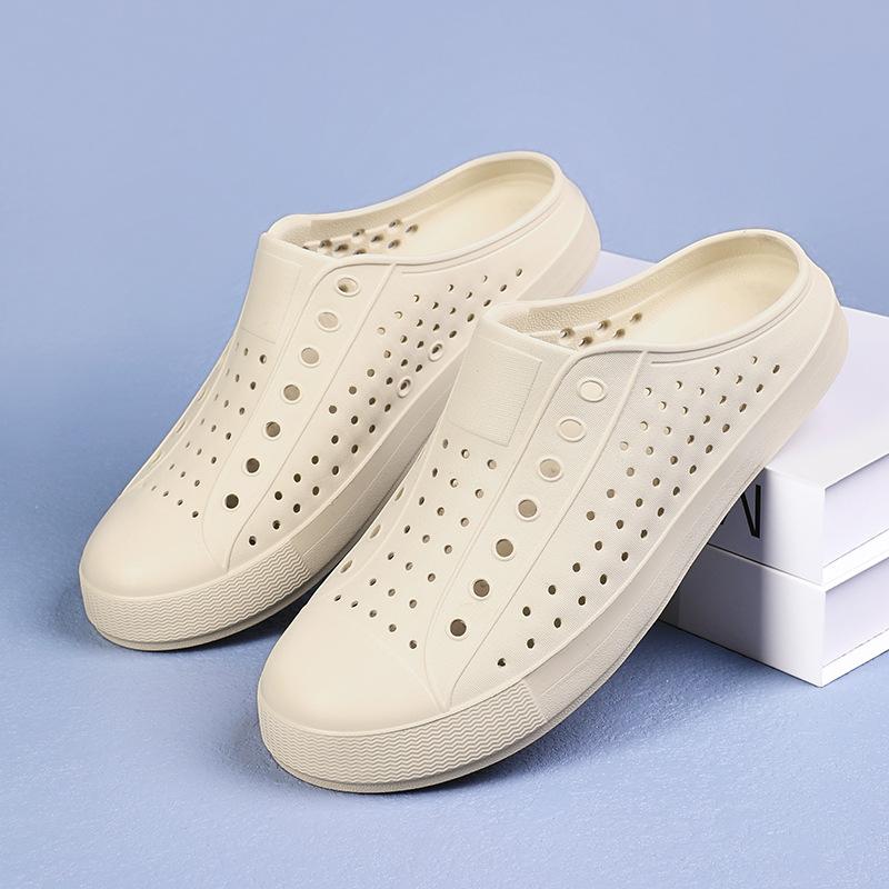 Summer Bamboo tune hole shoes for men and women casual breathable soft sole non-slip hollow wading cool slippers, outdoor
