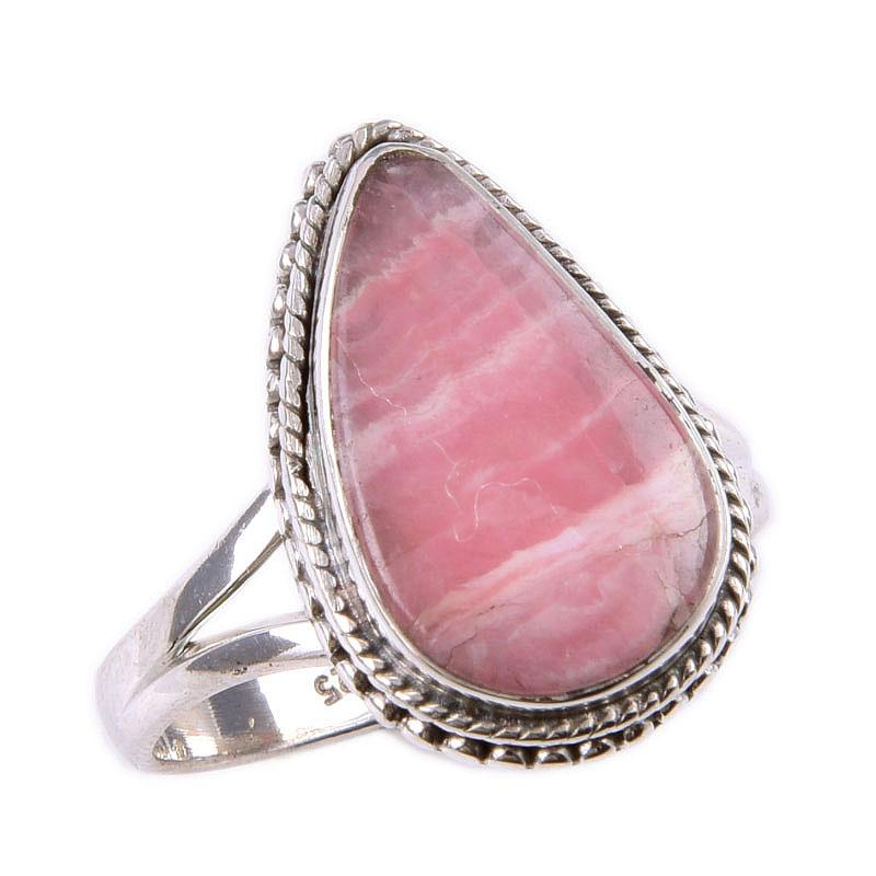 Natural Rhodochrosite Gemstone 925 Solid Sterling Silver Jewelry Ring S.9 G2I54