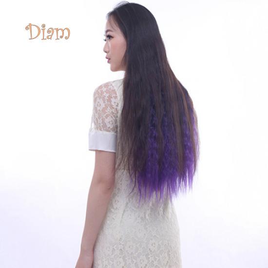 Tenfyer Extension de cheveux à clipser, longs et sexy, dégradés de couleurs, ondulés et bouclés, pour femmes, 60 cm