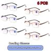 6PCS Fashionable Square Frameless Cut-edge Lightweight Reading Glasses Men Women Comfortable Eye Protection Eyeglasses