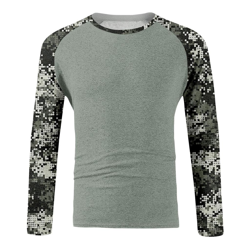 Camouflage Style Printed Raglan Sleeves Men's Short Sleeved Top
