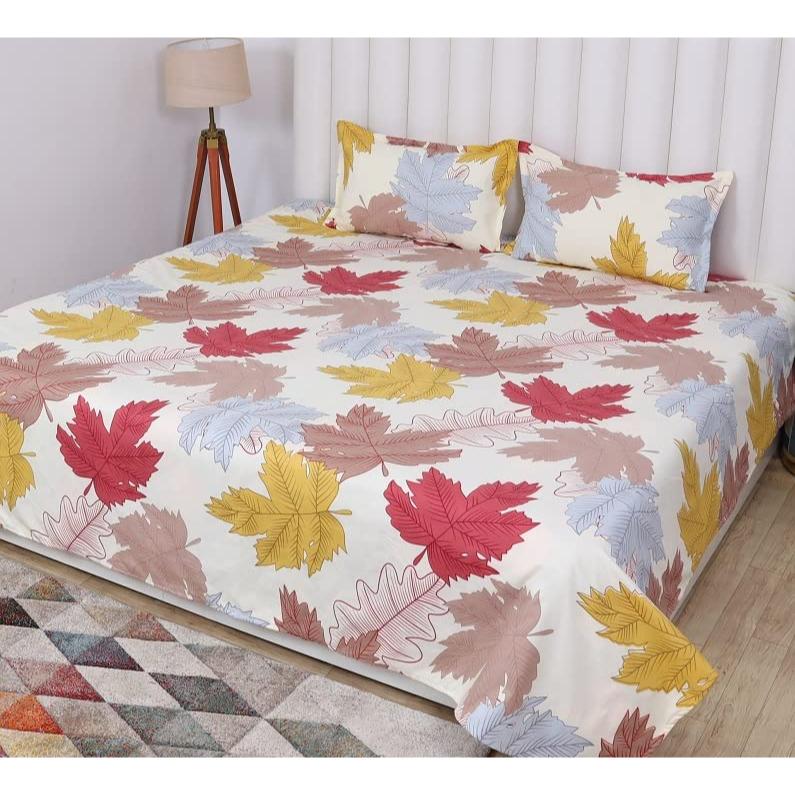 

Плоская двуспальная простыня с хлопковым принтом Glace и 2 наволочками | 210 Tc Супермягкая двуспальная кровать 2.52 x 2.28 x 0.01 Meters