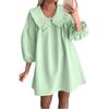 Women's Fashionable And Casual Puff Sleeve Lapel Doll Collar Loose Dress
