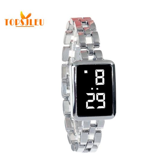 Damski zegarek LED o wyjątkowym kunszcie: Kwadratowa tarcza, cyfrowy wyświetlacz, obsługa dotykowa, precyzyjny czas – stylowy dodatek do biżuterii