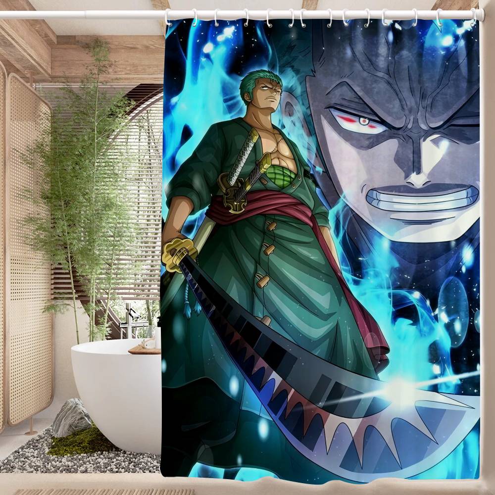 RORONOA ZORO ONE PIECE Anime Modern Simple Shower Curtain Bathroom Decorative Polyster Shower Curtain With Hook
