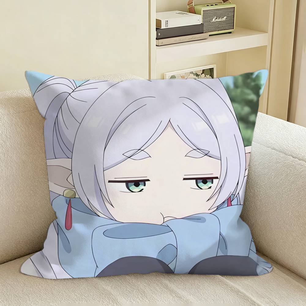 Anime ChibiS of FFrieren Square Sofa Pillow Cover Solid Color Living Room Home Decor Cushion Case